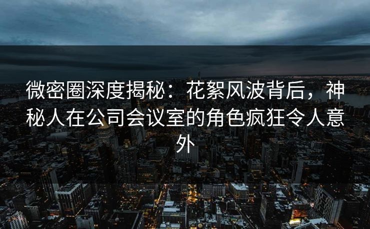 微密圈深度揭秘：花絮风波背后，神秘人在公司会议室的角色疯狂令人意外