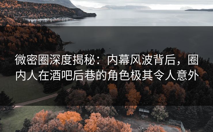 微密圈深度揭秘：内幕风波背后，圈内人在酒吧后巷的角色极其令人意外