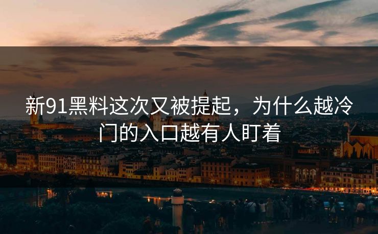 新91黑料这次又被提起，为什么越冷门的入口越有人盯着